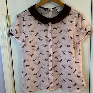 🎉 Philosophy Sheer horses blouse Peter Pan Collar Medium